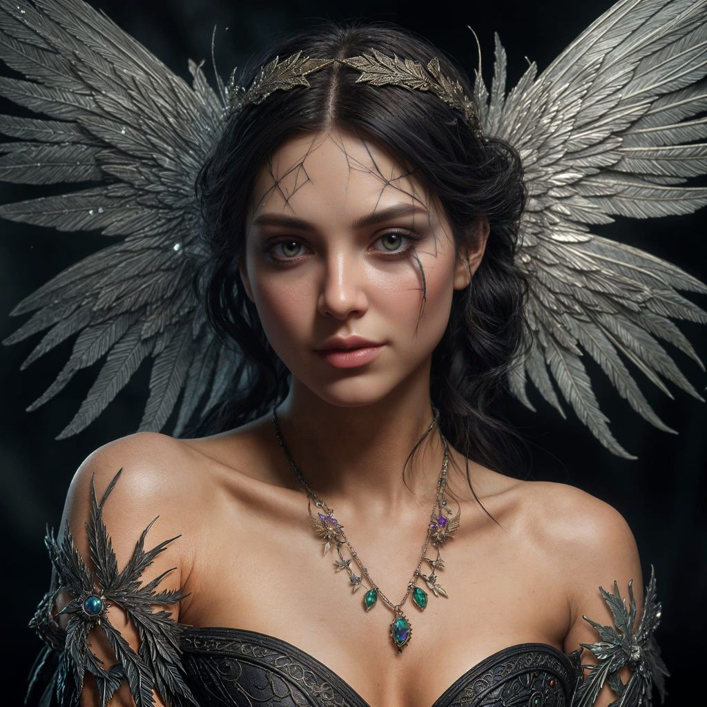 Dark Fairy with Broken Wings in Hyper Realistic Portraiture