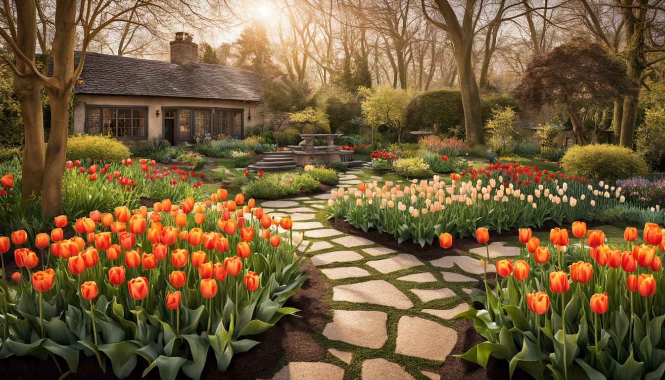 Whimsical Garden of Harmonious Delights in Vibrant Spring Ae...