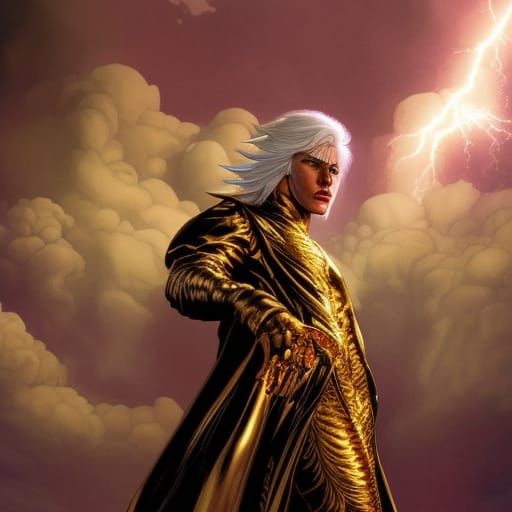 Golden God with White Hair: Comic Book Art