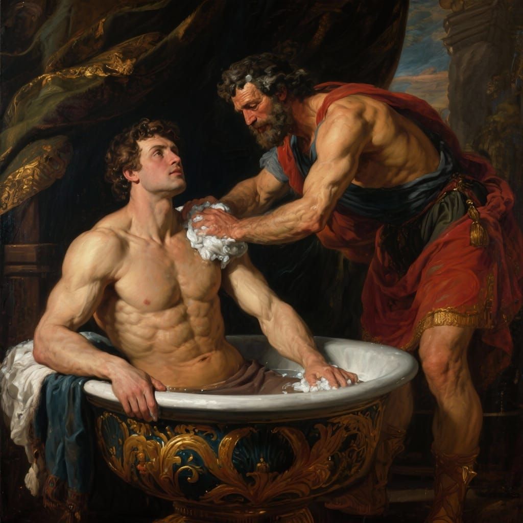 Baroque Painting of Kings Lycomedes and Theseus in Dramatic ...