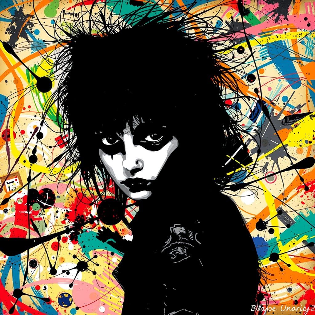 Wild Rebel Lost in Abstract Expressionist Swirl