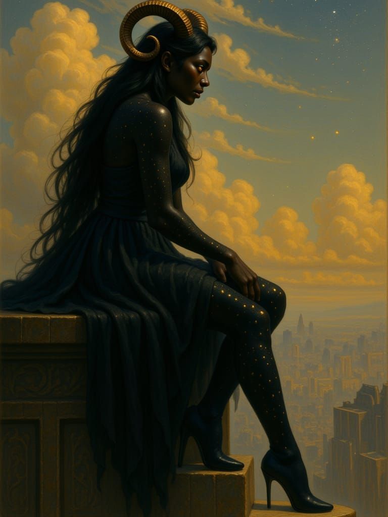 demon woman on the roof