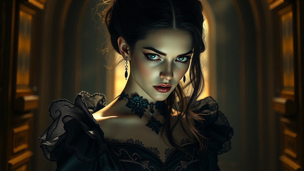 Regal Vampire Goddess in Hyperrealistic Style