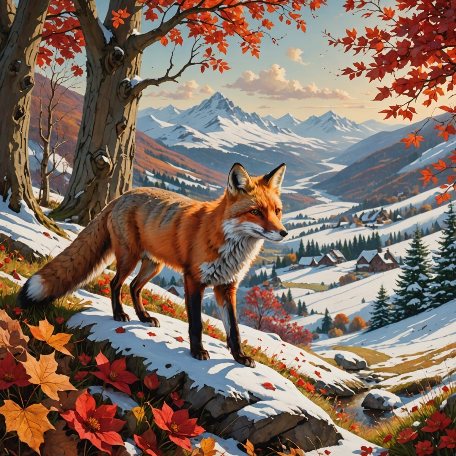 Red Fox in Autumn Preparing for Winter