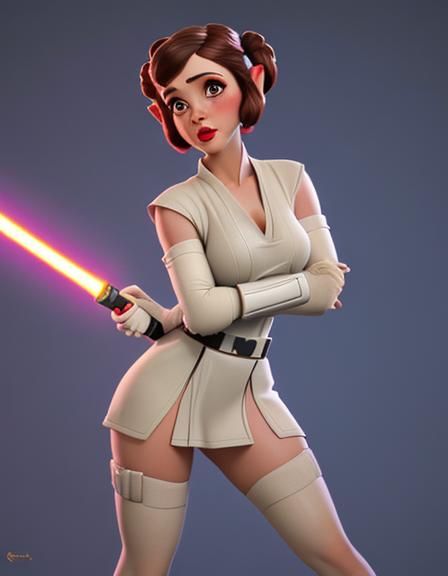 Princess Leia Pin-Up in CGI Style