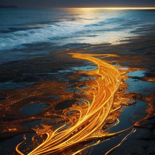 Fire Footprints Leading to Water in String Art Style