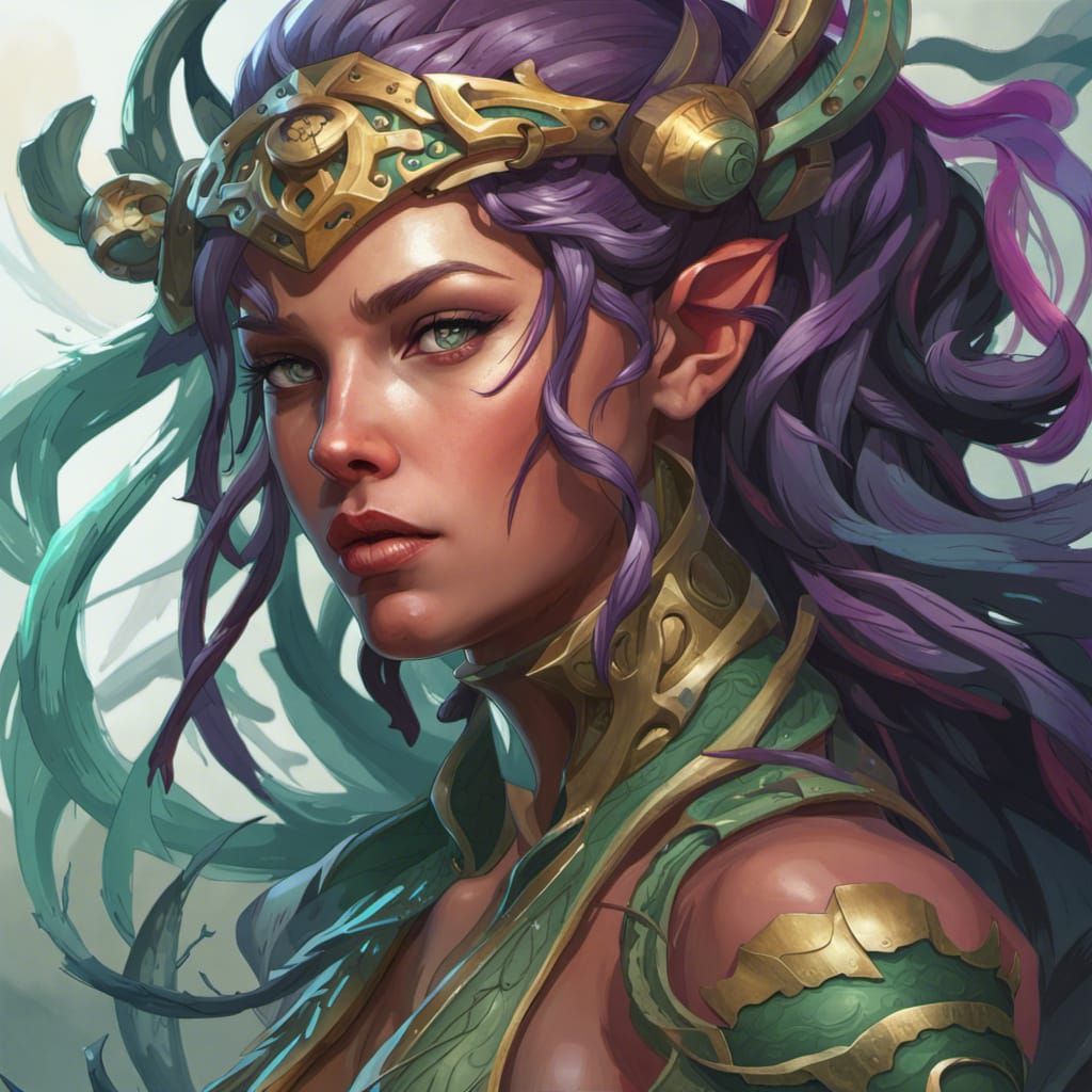 Medusa Archer Amazon: Hyperdetailed Digital Portrait
