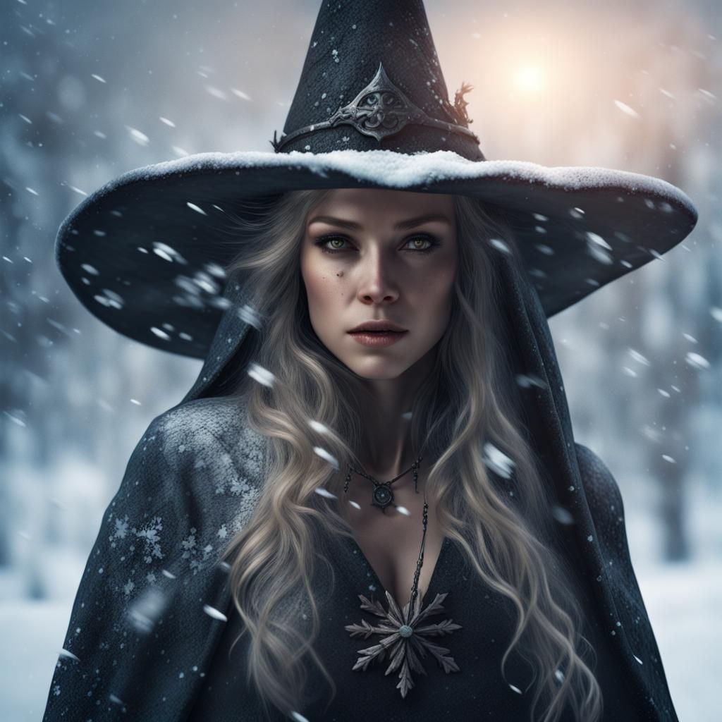 Snow Witch Portrait in Digital Matte Painting Style