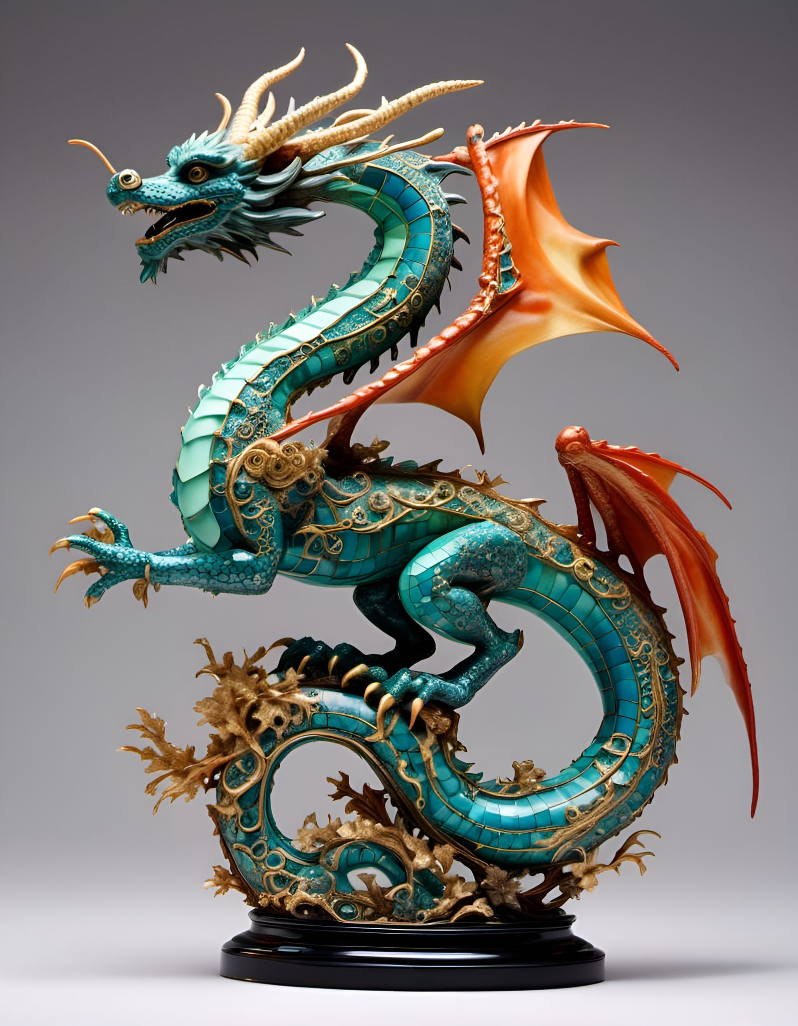 Jade Chinese Dragon Sculpture in 8K