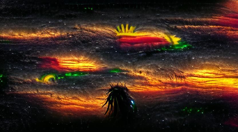 Rasta Sunset Over a Colorful Galaxy