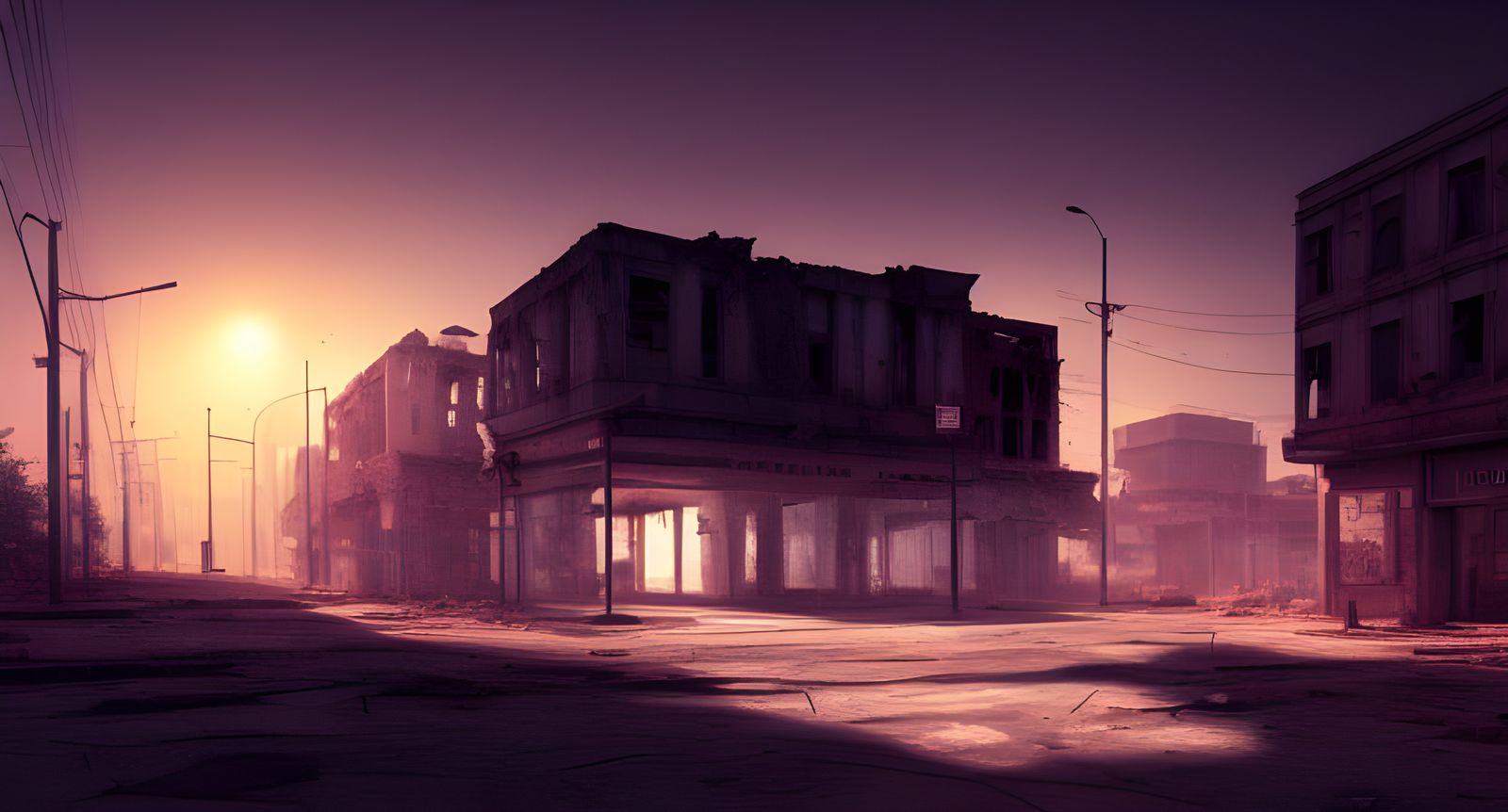 Post-Apocalyptic City in Hyperrealistic Style