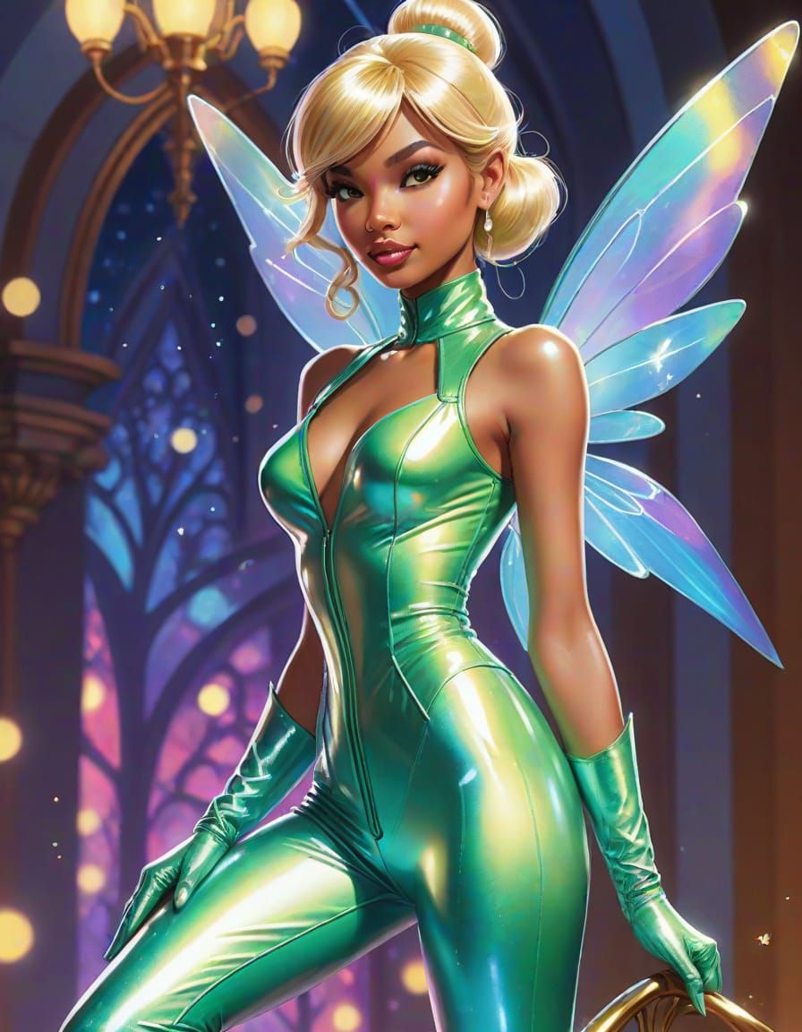 Jasmine as Tinker Bell in Latex and Boots