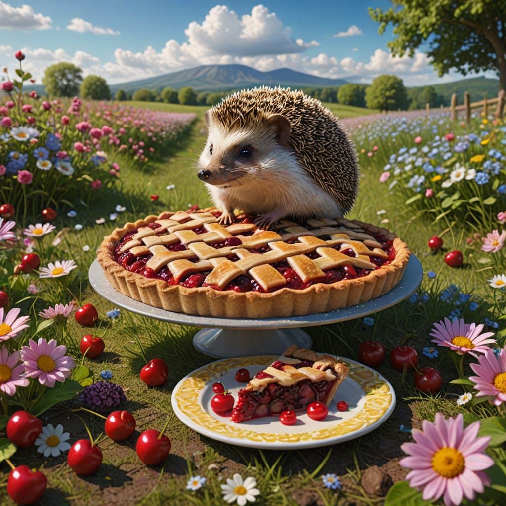 Springtime Cherry Pie Celebration in a Vibrant Meadow