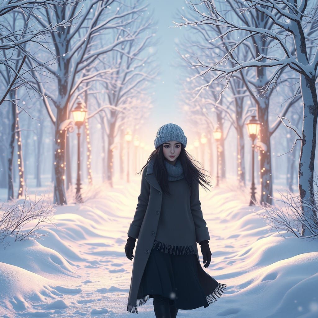 Winter Wonder Woman in Cyberpunk Aesthetic