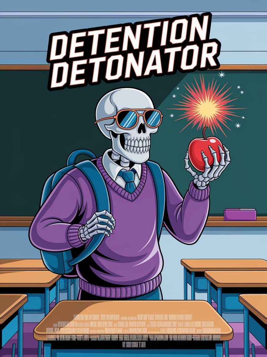 1980s Skeleton Teacher in Pixel Art Style