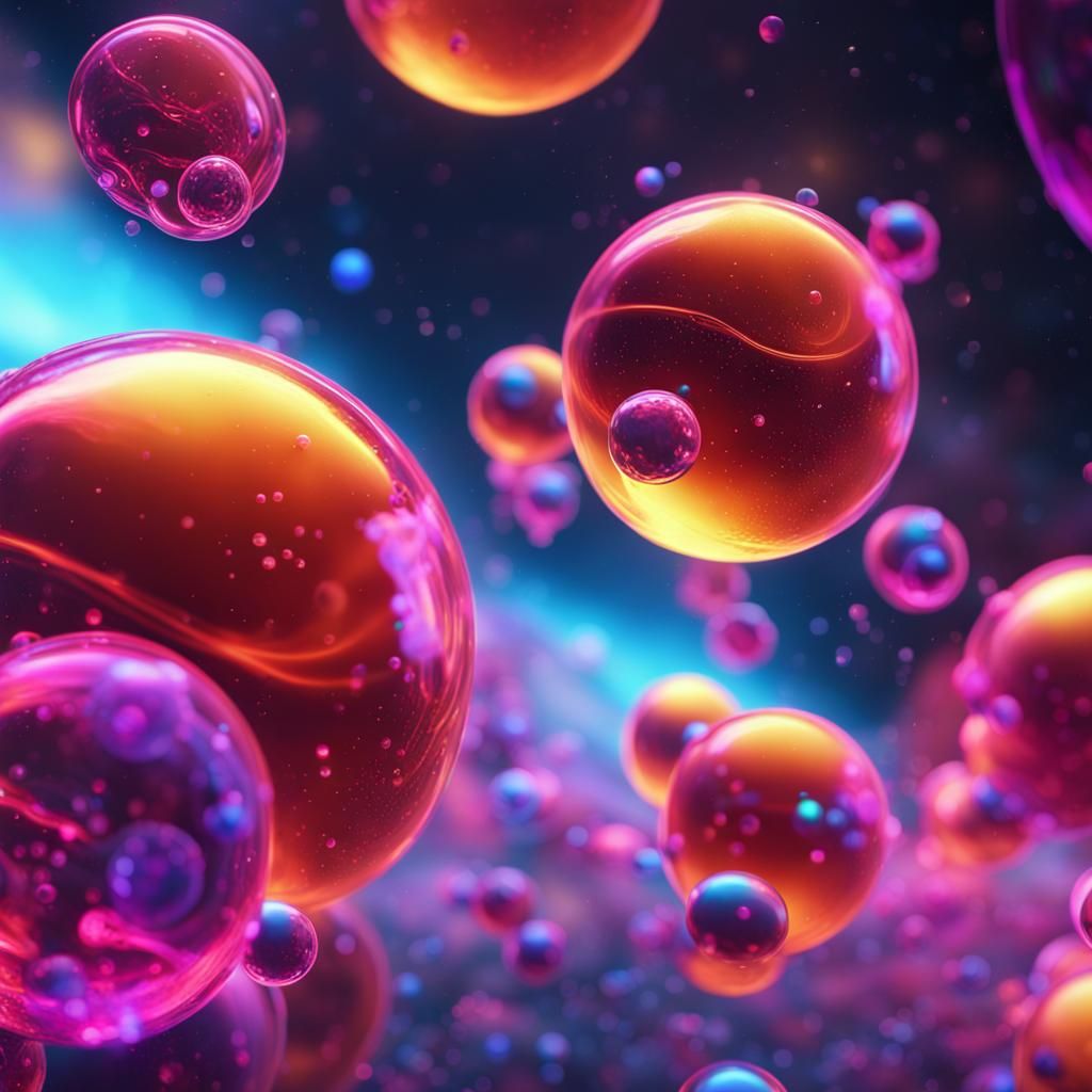 Neon Bubbles in Space: Detailed Matte Painting