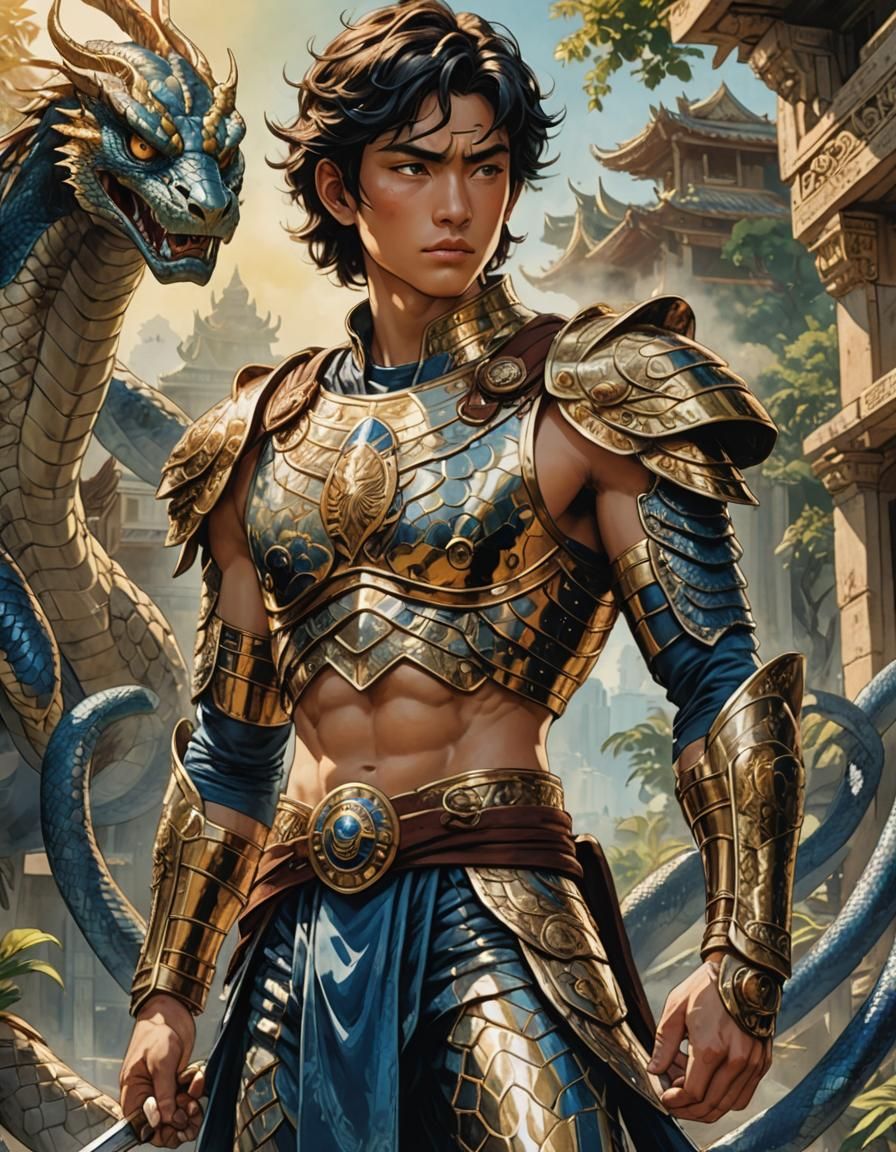 Thai Snake God Warrior in Mythical Armor