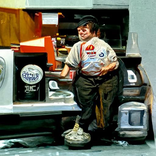 Kind Person Works at Burger King, Oil Painting