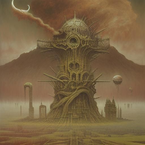 Dystopian Landscape in Style of Beksiński
