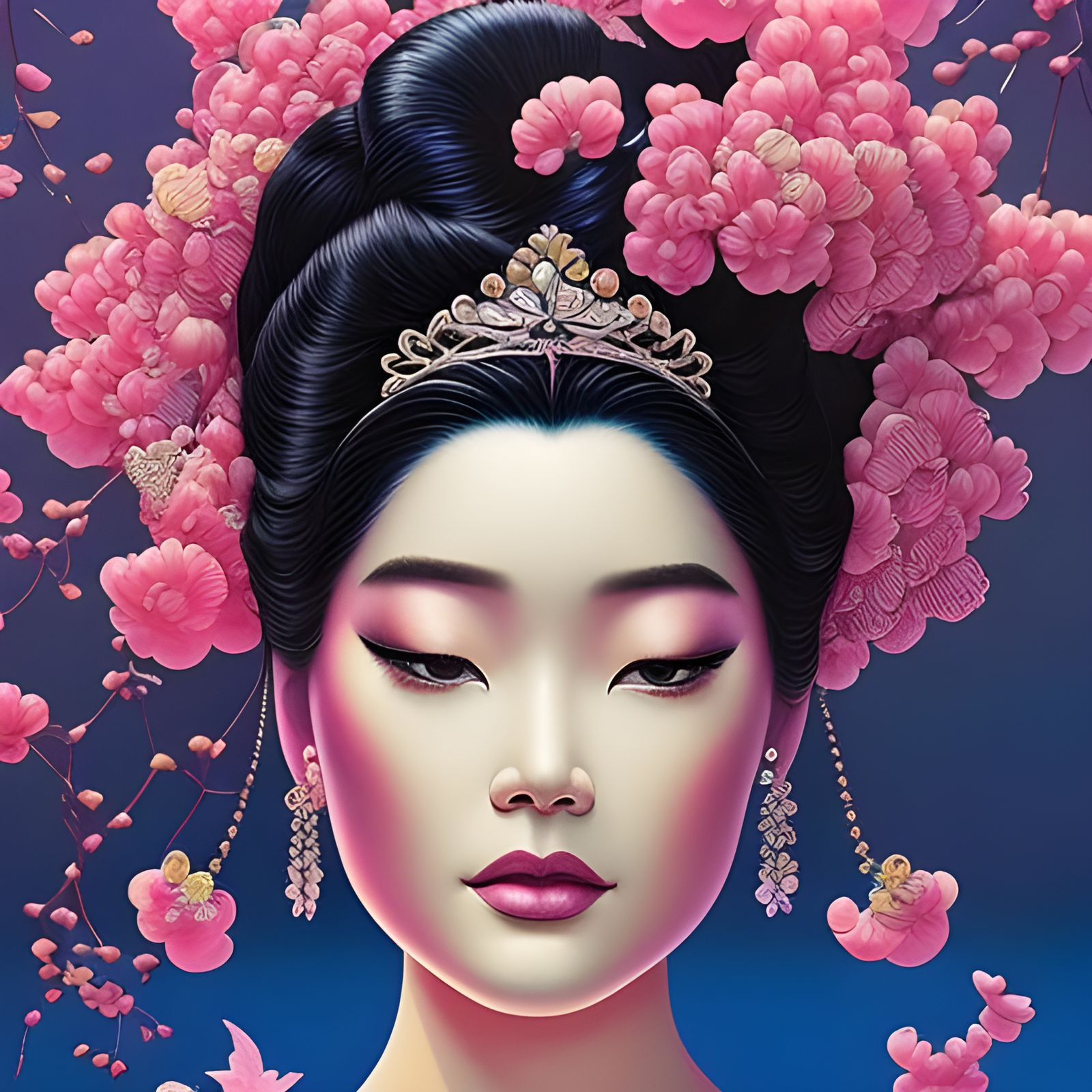 Photorealistic Princess Belle in Acrylic Paint Pour Style