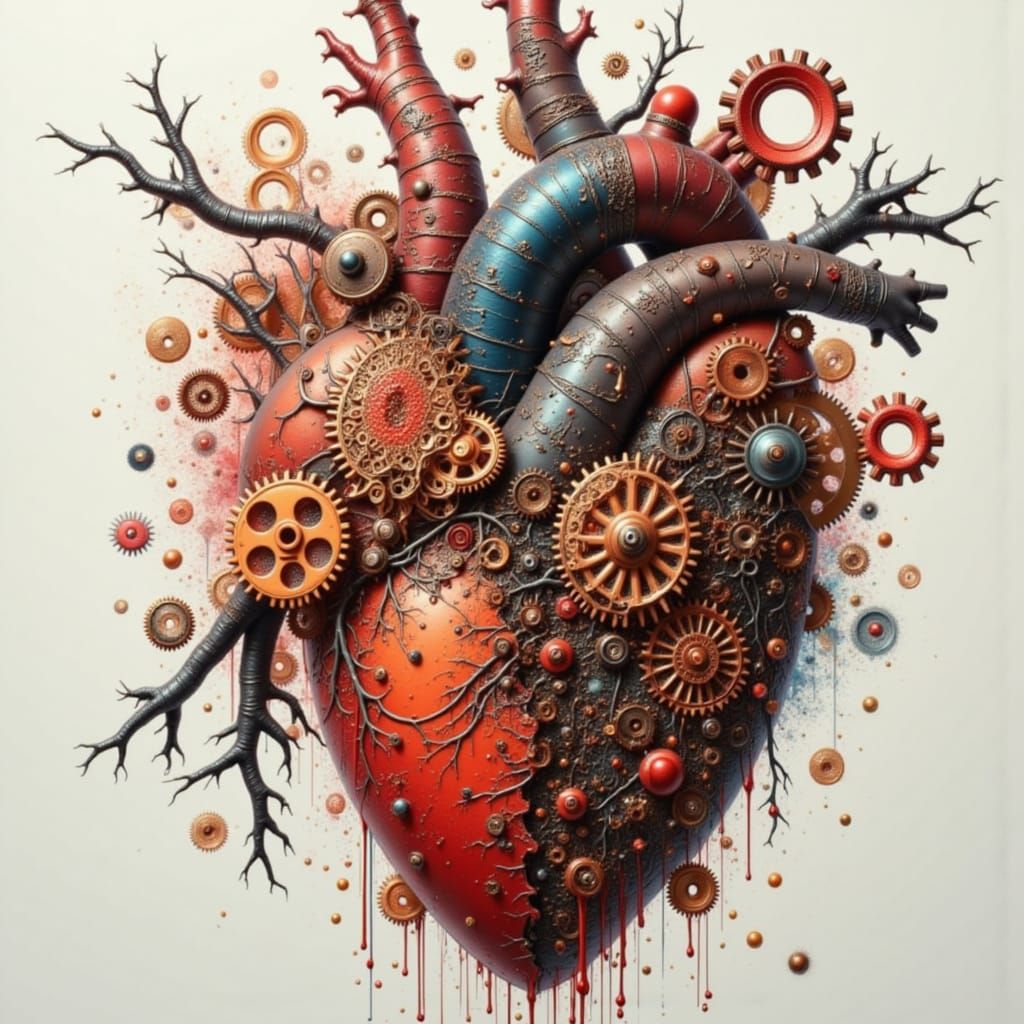 Double Exposure Heart of Sprockets and Gears