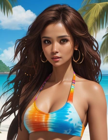 Beautiful Woman in Tie-Dye Halter Top