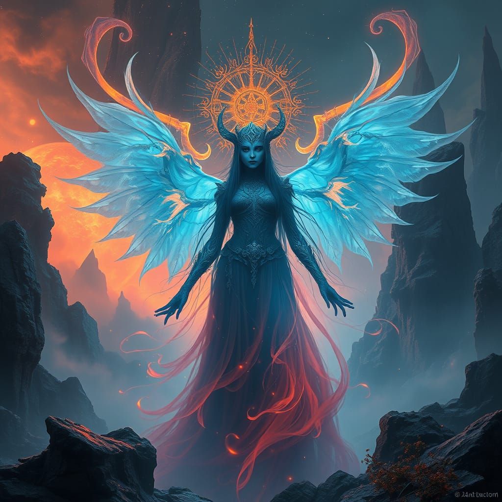 Mystical Sorceress in Ethereal, Fantastical Landscape