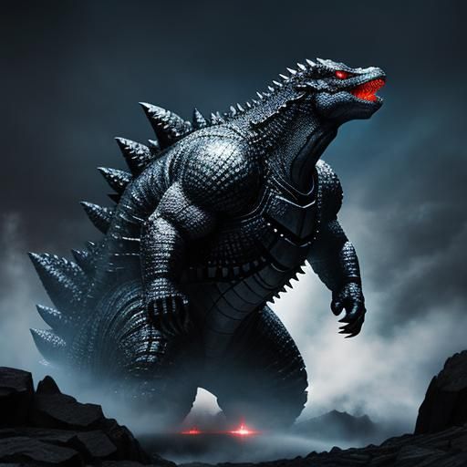 Silver Godzilla with Piercing Red Eyes