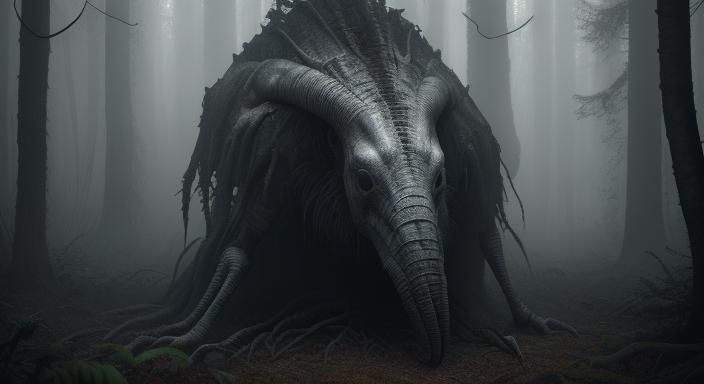 Giant Tick in Modern Clothes Perched on Emaciated Mummy