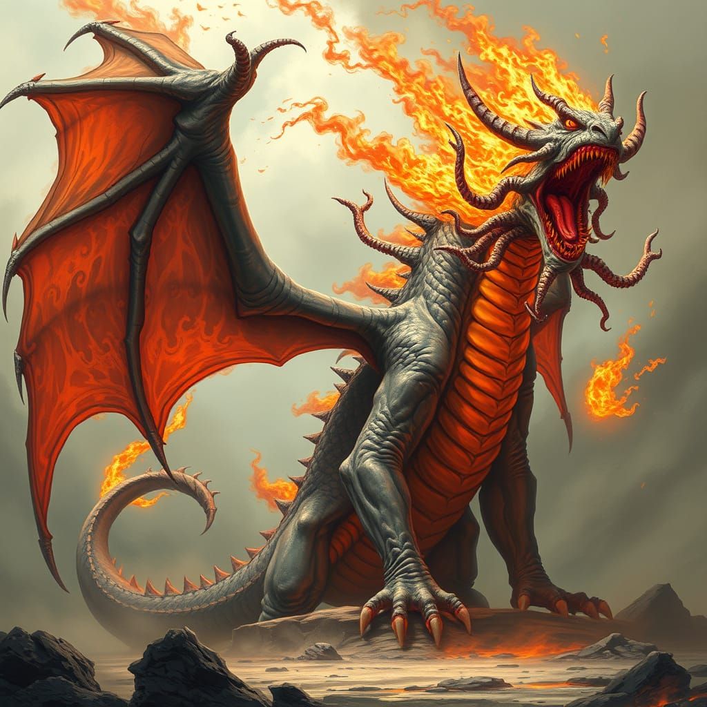 Typhon: The Hundred-Headed Greek Dragon