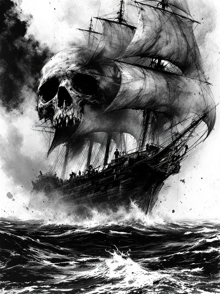 Blackbeard's Ghost Ship in Post-Apocalyptic Sea