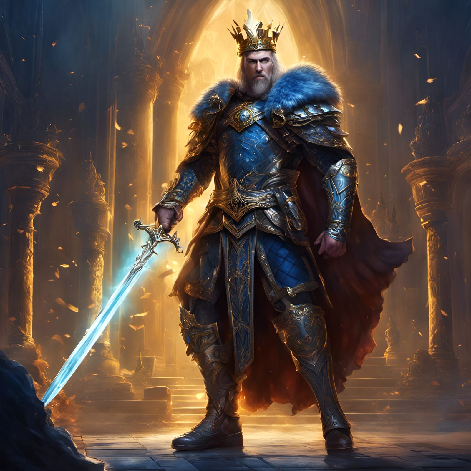 Scottish King with Glowing Sword Fantasy Concept Art