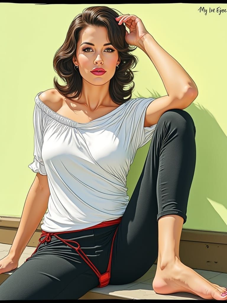 Sultry Pin-up Beauty Basks in the Sun