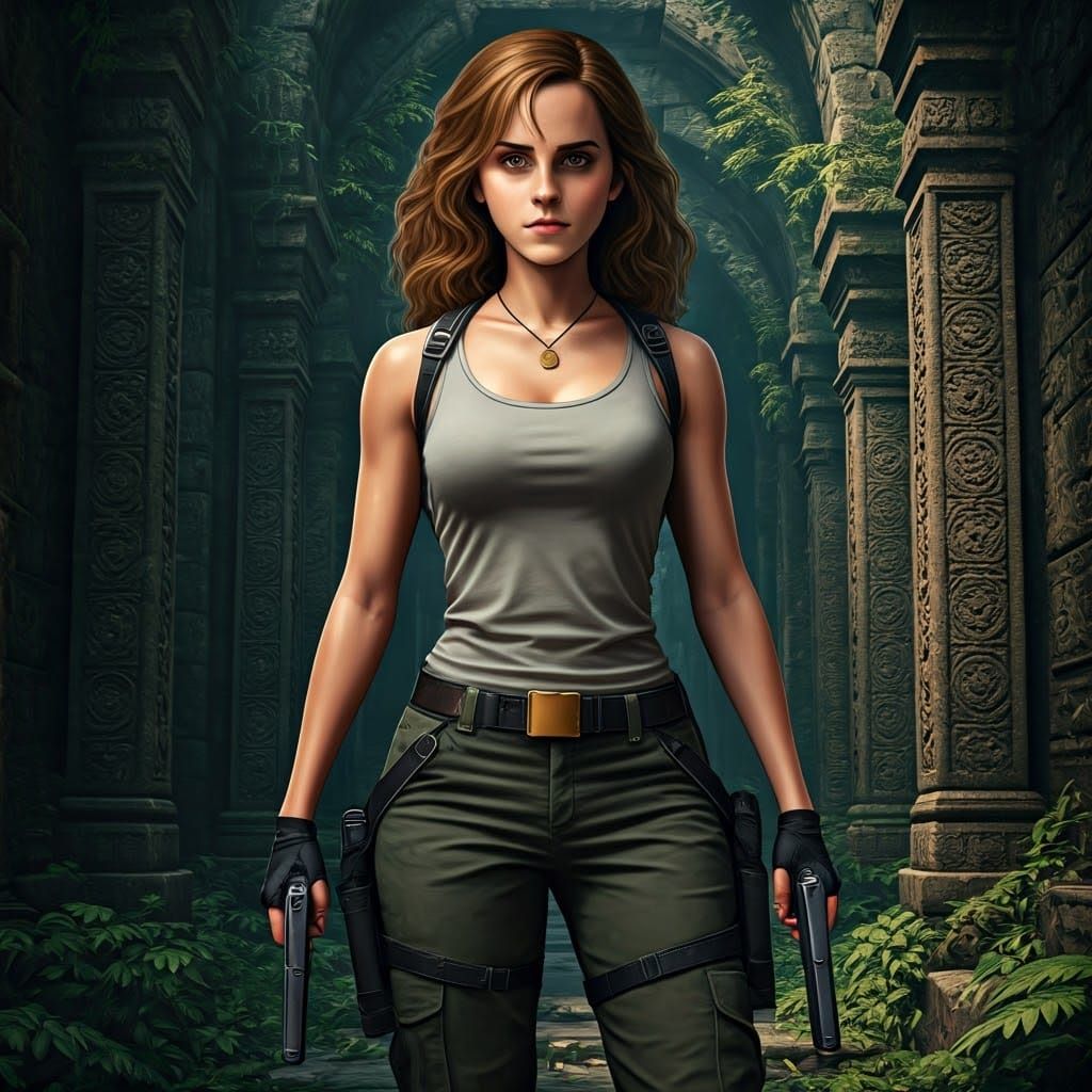 Hermione Granger as Cyberpunk Lara Croft
