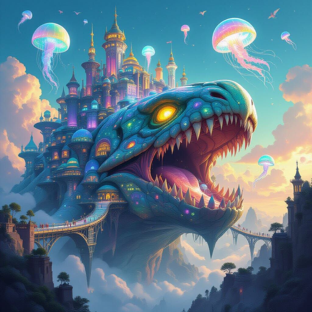 Otherworldly Cityscape Inside Giant Beast Shell