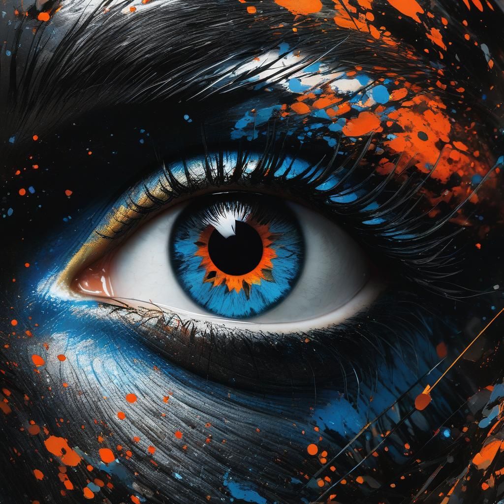 Double Exposure Eye Portrait with Splatter Art