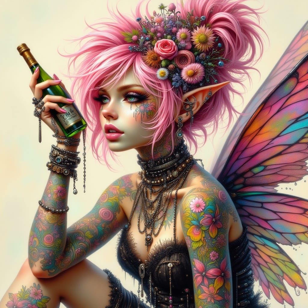Surreal Fairy Punk Goddess Radiates Joyful Anarchy