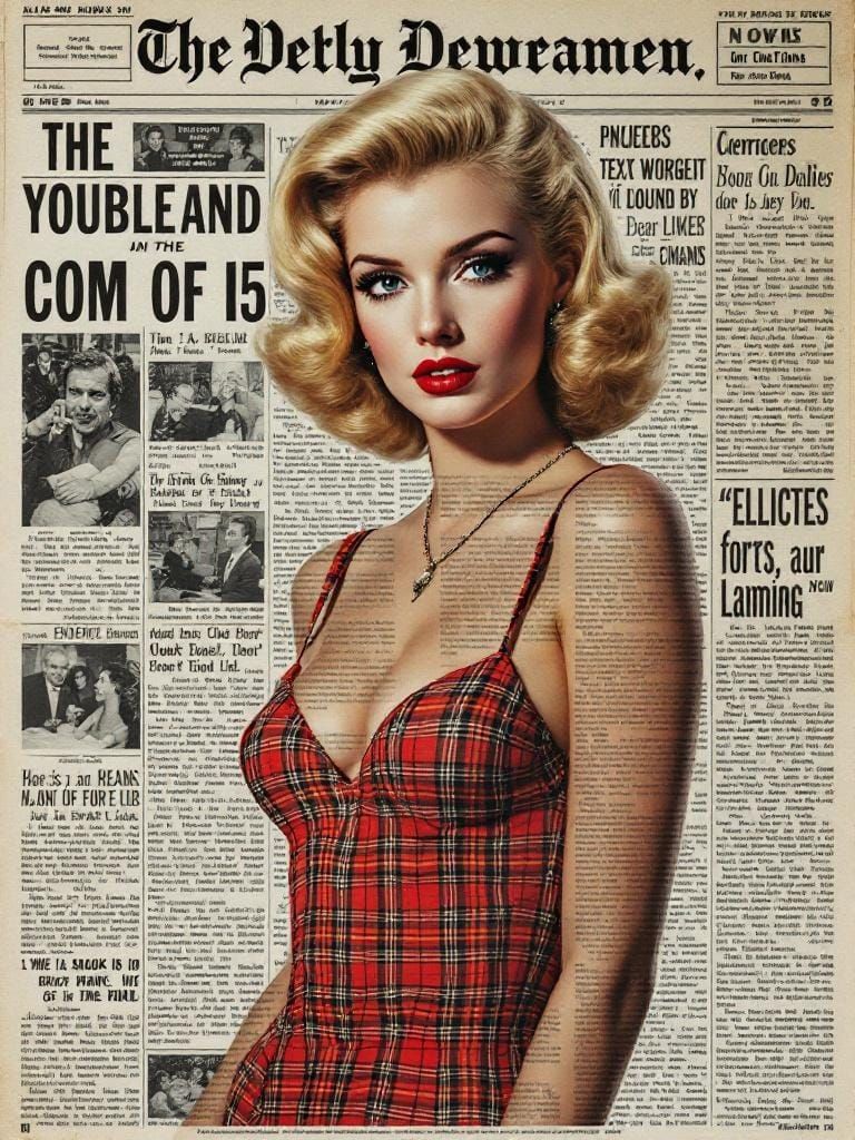 1950s Pin-Up in Vintage Magazine Layout
