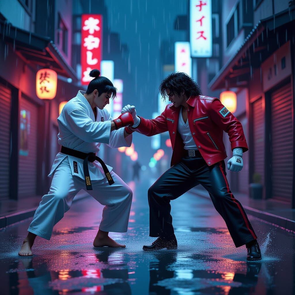 Ryu vs Michael Jackson in Neon Tokyo Alley
