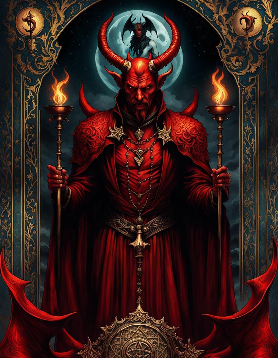 The Devil Tarot Card as Detailed Matte Painting