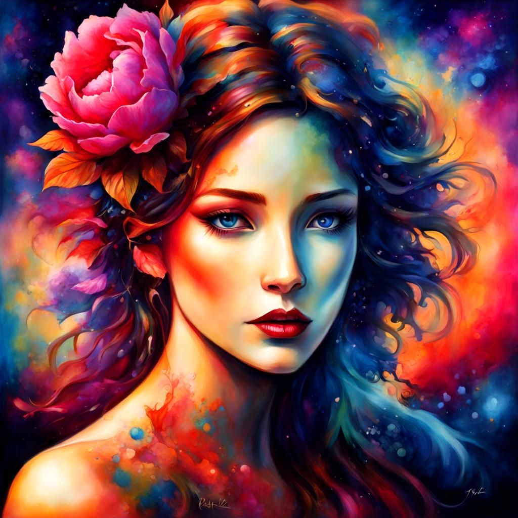 Surreal Floral Splatter Art with Deep Saturation