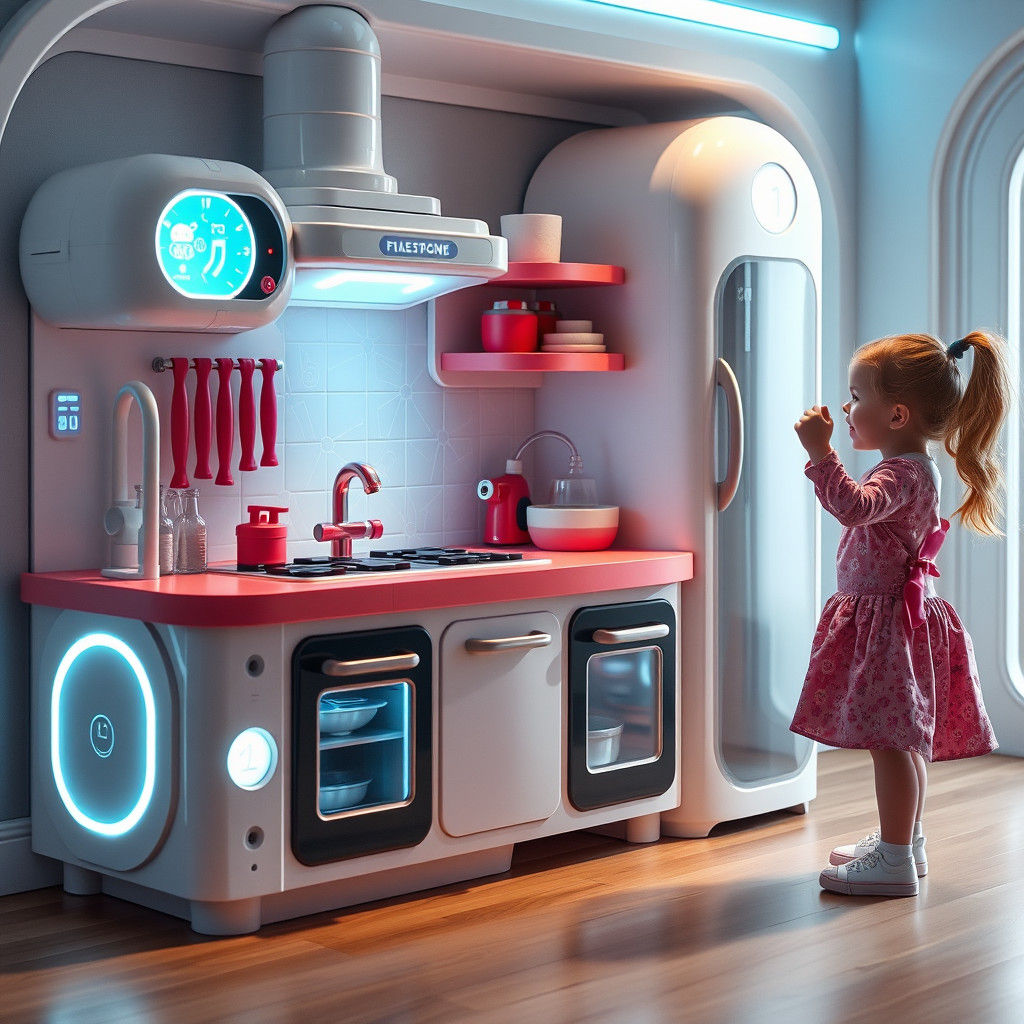 Futuristic Toy Kitchen with Holographic Display