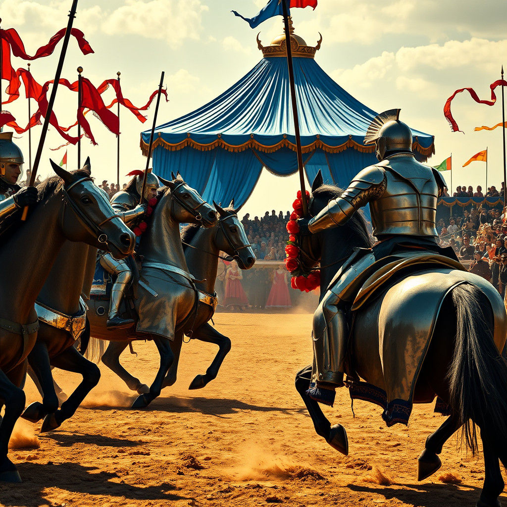 Medieval Jousting Tournament in a Sun-Scorched Arena