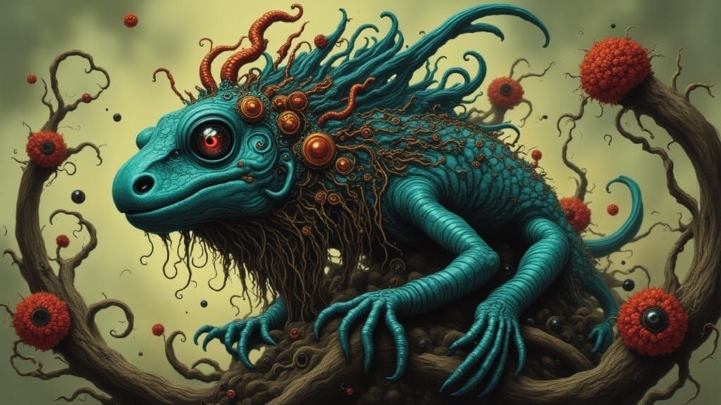 Ornate Lizard People Portrait in Dark Fantasy Style
