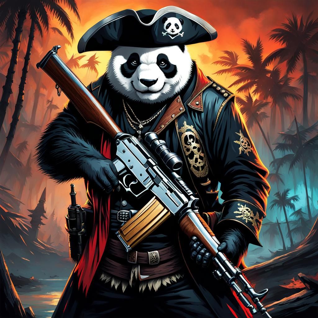 Horror Panda Pirate with AK47