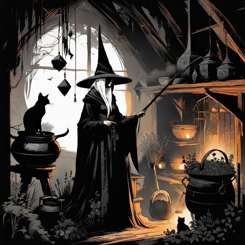 Mysterious Witch in Dusty House: Abstract Expressionism