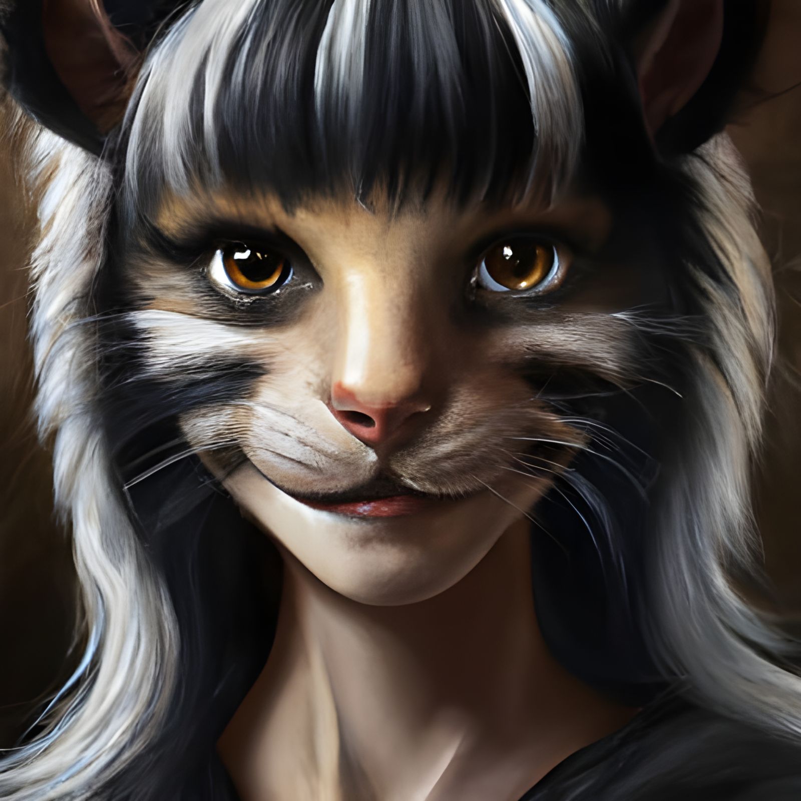 Goth Girl's Skunk Transformation: An Oil Painting