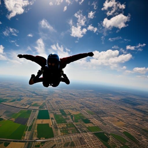 Skydiver in Freefall: Professional Photography with Bokeh