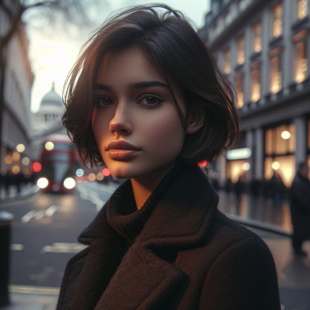 Cinematic Portrait of a Young Woman in Winter London