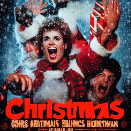 1980s Christmas Horror movie poster